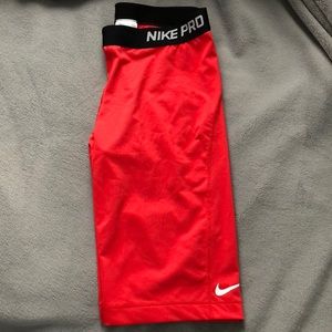Red Nike Pro biker shorts